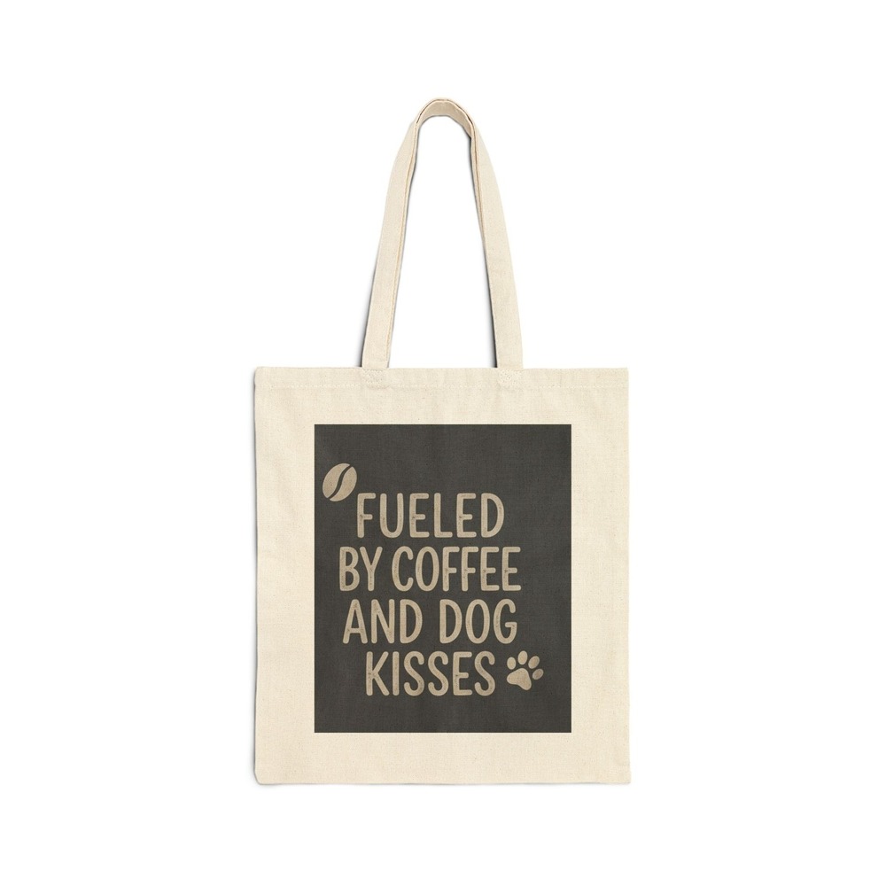 Three Dog Acres Fueled by Coffee and Dog Kisses Tote Bag Natural Canvas